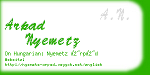 arpad nyemetz business card